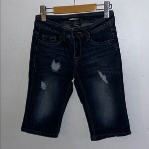 Dollhouse Dark Blue Distressed Jean Shorts